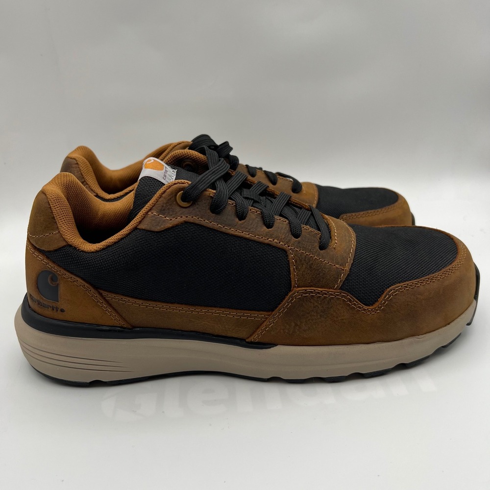Carhartt Greenfield SD Nano Toe Work Shoes Mens 9.5 Brown Black Leather Textile
